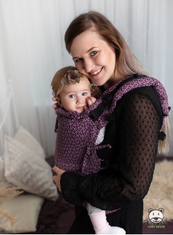 Nosidełko regulowane Multi Size: Little Hearts Fiolet, 100% bawełna, splot żakardowy