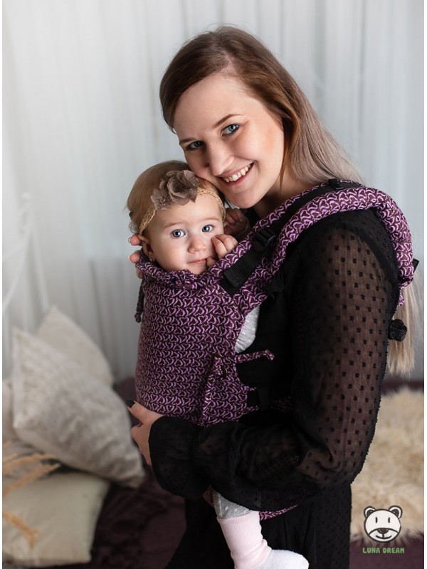 Nosidełko regulowane Multi Size: Little Hearts Fiolet, 100% bawełna, splot żakardowy